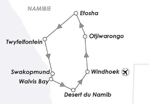namibie voyage de groupe circuit carte
