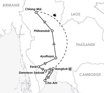 carte map voyge thailande