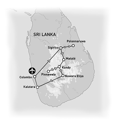 carte circuit groupe sri lanka authentique