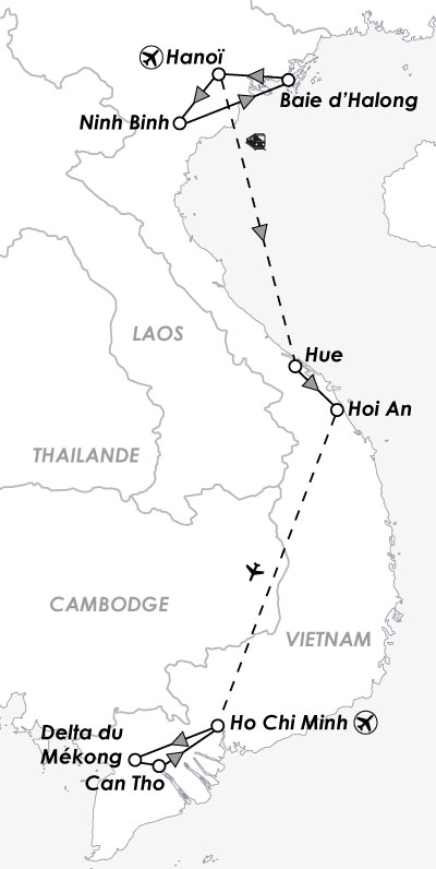 carte map circuit hanoi halong