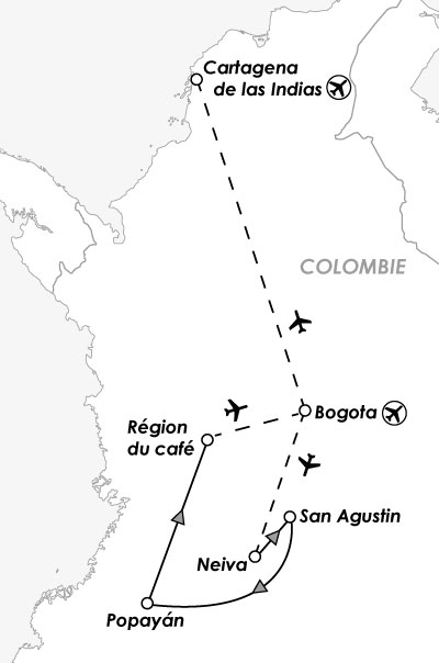 carte map colombie circuit