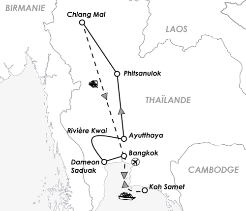 thailande asie circuit groupe carte